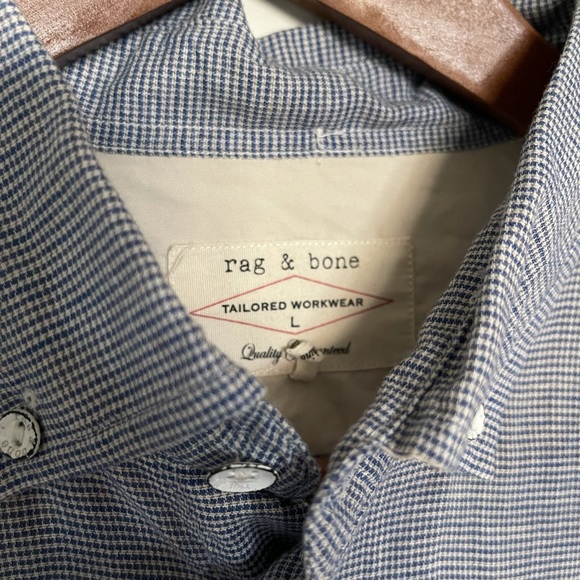 Rag & Bone Mens Button Down Long Sleeve Shirt with Button Down Collar sz L mens - Picture 3 of 3